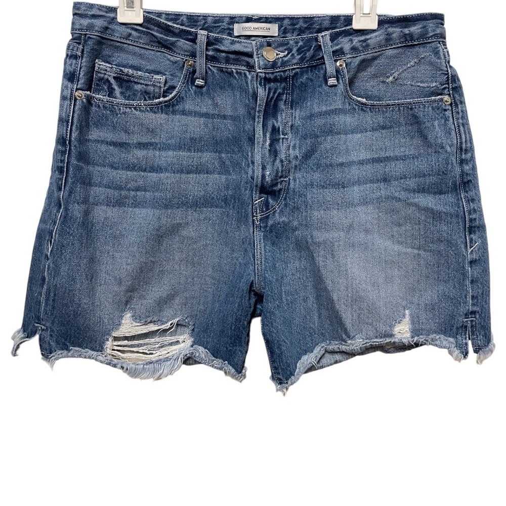 Good American high waist cut off denim shorts button fly - Picture 2 of 6